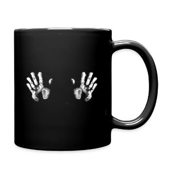 Handabdruck Hände Busen Boobs - Tasse einfarbig - Schwarz - Rechts