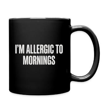 Vintage I'm Allergic To Mornings - Full Colour Mug - black - Right