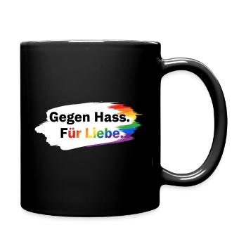 Gegen Hass Für Liebe Regenbogen T-Shirt CSD Pride - Tasse einfarbig - Schwarz - Rechts