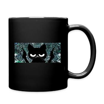 Katze mit Pistolen - Tasse einfarbig - Schwarz - Rechts