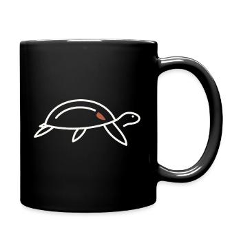 Meeresschildkröte – Minimalistische Linienkunst - Tasse einfarbig - Schwarz - Rechts