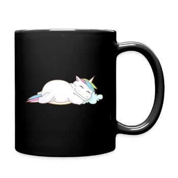 Einhorn Schlafen Müde Kopfkissen Chillen Geschenk - Tasse einfarbig - Schwarz - Rechts