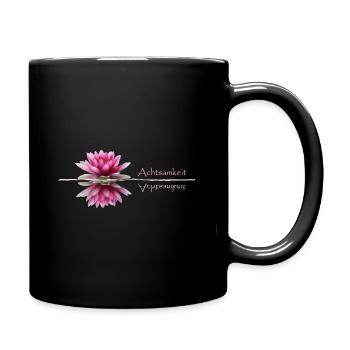 Mindfulness, water lily - Full Colour Mug - black - Right