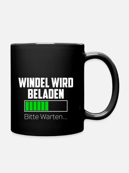 Baby Windel wird Beladen lustiger Spruch Schwanger - Tasse einfarbig - Schwarz