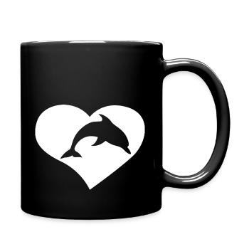 Love Dolphin - Tasse einfarbig - Schwarz - Rechts