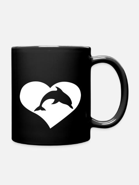 Love Dolphin - Tasse einfarbig - Schwarz