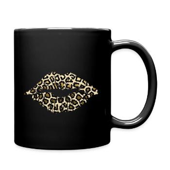 Lippen Leopard - Tasse einfarbig - Schwarz - Rechts