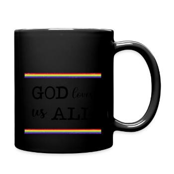 LGBT LGBTQ Pride Love Geschenk God loves us All - Tasse einfarbig - Schwarz - Rechts