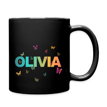 Olivia - Beautiful name with butterflies, girls - Full Colour Mug - black - Right