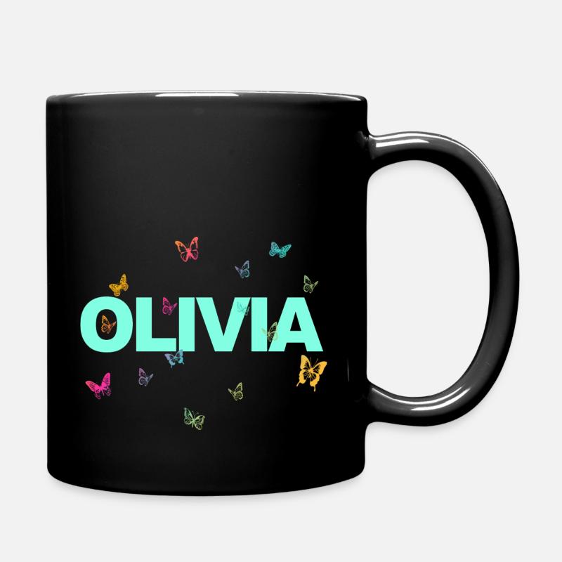 Olivia - Schöner Name mit Schmetterlingen, Mädchen - Tasse einfarbig - Schwarz