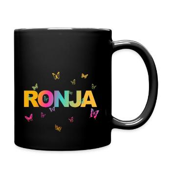Ronja - Schöner Name mit Schmetterlingen, Mädchen - Tasse einfarbig - Schwarz - Rechts