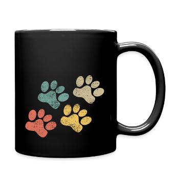 Haustier Pfote retro Tatze katze Hund - Tasse einfarbig - Schwarz - Rechts