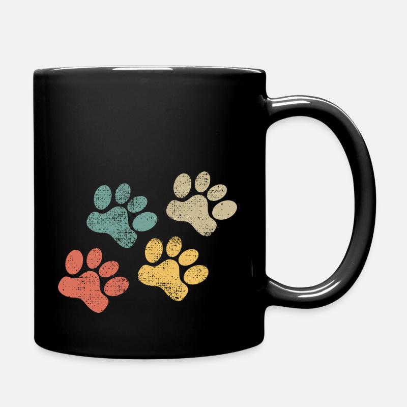 Haustier Pfote retro Tatze katze Hund - Tasse einfarbig - Schwarz
