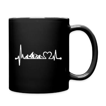 Heartbeat montains - Mountain hiking Funshirt - Full Colour Mug - black - Right