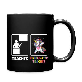 Dabbing Unicorn Kindergarten Teacher - Tasse einfarbig - Schwarz - Rechts