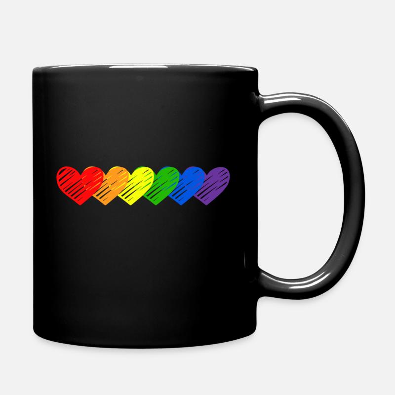 Lgbt Regenbogen Herzen Lgbtqia Gay Pride - Tasse einfarbig - Schwarz