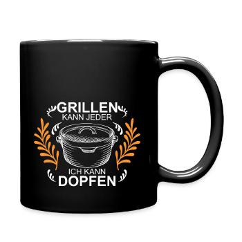Dutch Oven Lustiger Spruch Dopfen Grillen kann - Tasse einfarbig - Schwarz - Rechts