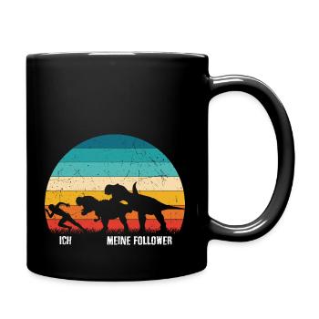 Ich Meine Follower Dino lustige Dinosaurier - Tasse einfarbig - Schwarz - Rechts