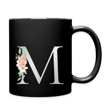 Monogramme M Floral personnalisable - Mug uni - noir - Droite