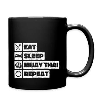 Eat Sleep Muay Thai Repeat Martial Arts Gift - Full Colour Mug - black - Right