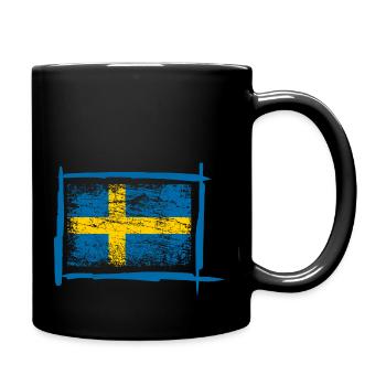 Flagge von Schweden - Tasse einfarbig - Schwarz - Rechts