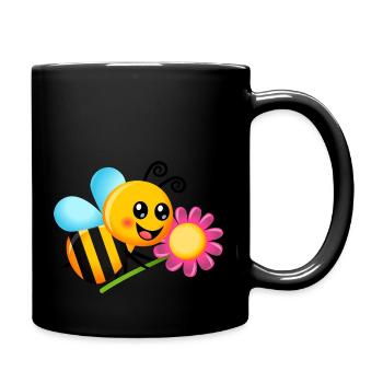 Happy Garden Bee Cartoon - Full Colour Mug - black - Right