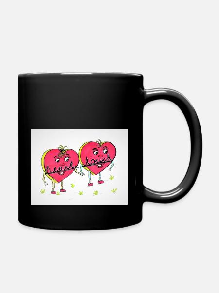 Herzen - heart touch - Tasse einfarbig - Schwarz