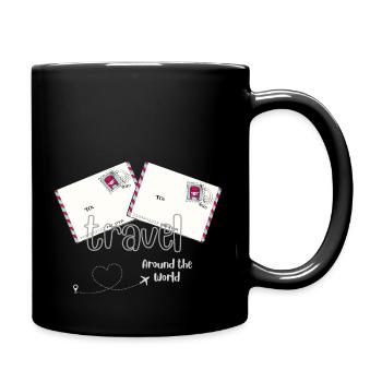 Travel Around the World - Tasse einfarbig - Schwarz - Rechts