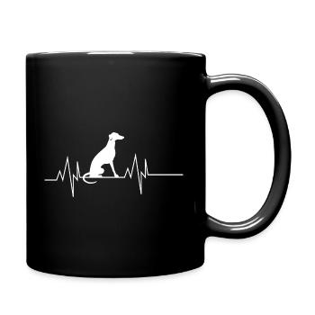 Greyhound Hund Rasse Herzschlag - Tasse einfarbig - Schwarz - Rechts