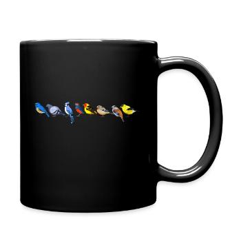 Vogelmotiv Amsel Rotkehlchen Geschenk Vogel Liebha - Tasse einfarbig - Schwarz - Rechts