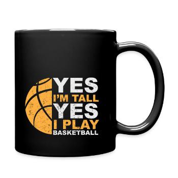 Yes I'm Tall Yes I Play Basketball - Full Colour Mug - black - Right