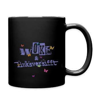 Selbstironie: WOKE & linksversifft - Tasse einfarbig - Schwarz - Rechts