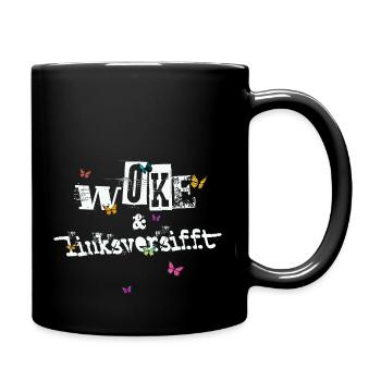 Selbstironie: WOKE & linksversifft - Tasse einfarbig - Schwarz - Rechts