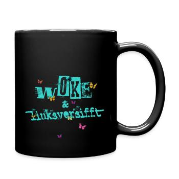 Selbstironie: WOKE & linksversifft - Tasse einfarbig - Schwarz - Rechts