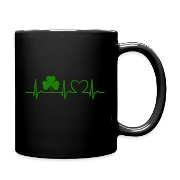 St Patrick’s Day - Courbe du cœur - Trèfle - Mug uni - noir - Droite