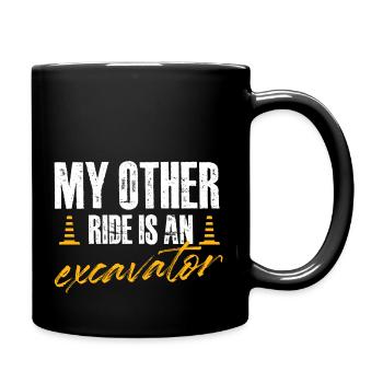 My other ride is an excavator Design for a - Full Colour Mug - black - Right