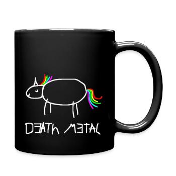 Death Metal Regenbogen Einhorn T-Shirt - Tasse einfarbig - Schwarz - Rechts