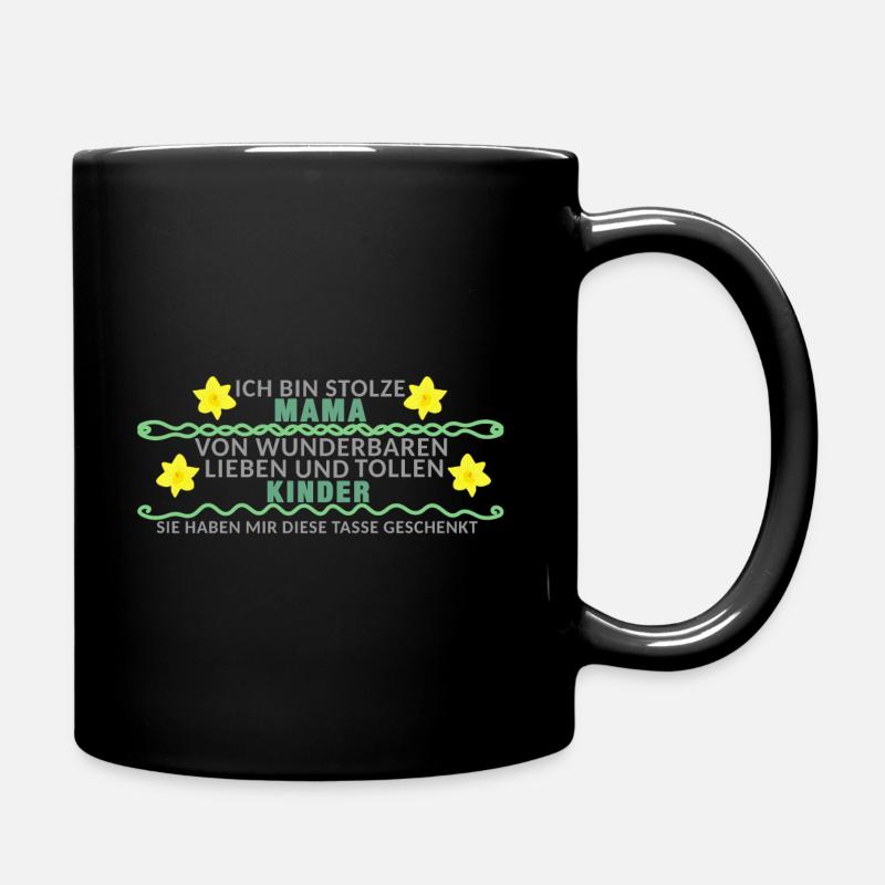 Ich bin Stolze Mama, Muttertag, Narzissen, Blumen - Tasse einfarbig - Schwarz