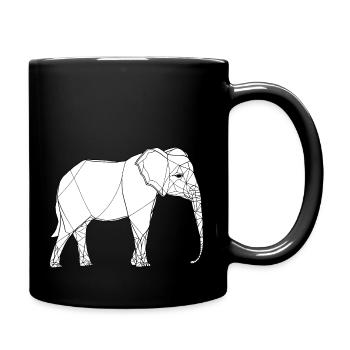 Elephant fine line art on white - Full Colour Mug - black - Right