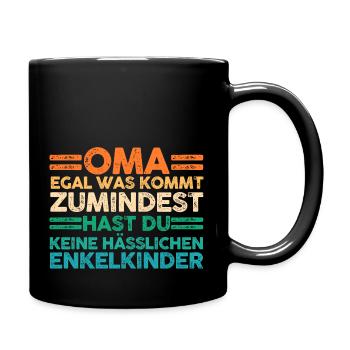 Enkelkinder Großmutter Oma - Tasse einfarbig - Schwarz - Rechts