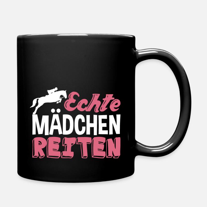 Echte Mädchen reiten - Tasse einfarbig - Schwarz