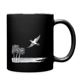 Freiheit - Vogel fliegt übers Meer zum Horizont - Tasse einfarbig - Schwarz - Rechts