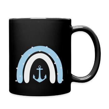 Regenbogen Anker mit Punkten - Tasse einfarbig - Schwarz - Rechts