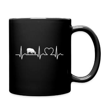 ECG Curve - Heart Curve - Pulse - Sheep - Wool - Full Colour Mug - black - Right