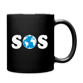 SOS – Earth Day / Climate Change (W / 2C / SVG) - Full Colour Mug - black - Right