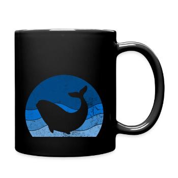 Retro Wahle Watching Humpback Blue Sperm Wahle - Tasse einfarbig - Schwarz - Rechts