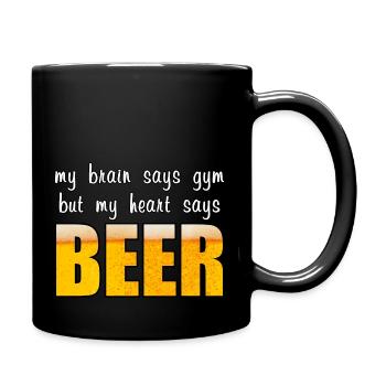Mon cœur dit bière - Mug uni - noir - Droite