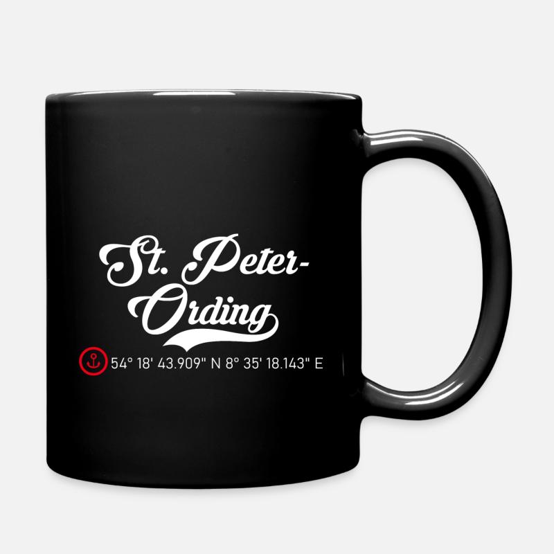 St. Peter Ording roter Anker Koordinaten - Tasse einfarbig - Schwarz
