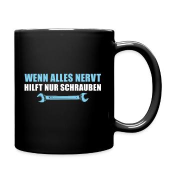 Schrauber Humor Kfz Mechaniker Autoschrauber - Tasse einfarbig - Schwarz - Rechts