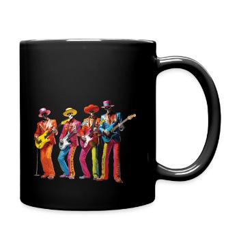 die bunte Skelette-Band - Tasse einfarbig - Schwarz - Rechts